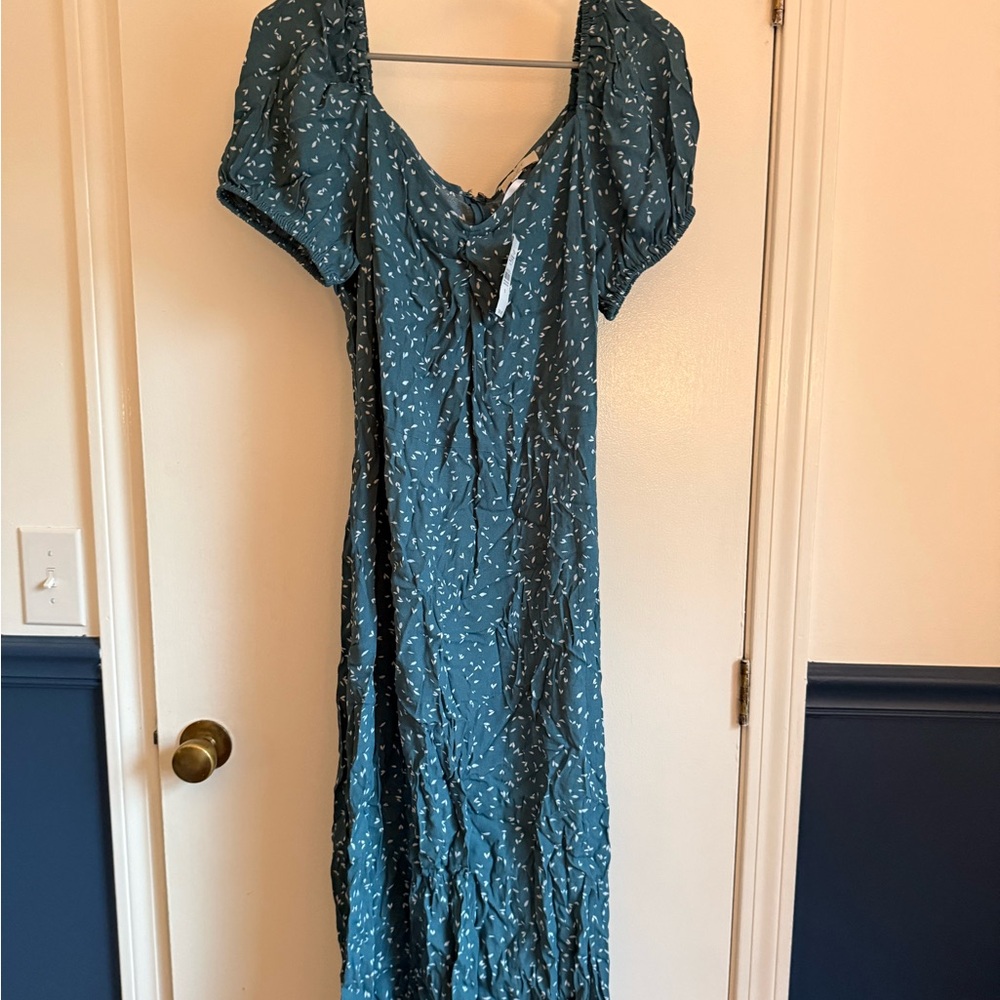 LOFT Teal Maxi Dress with White Accents